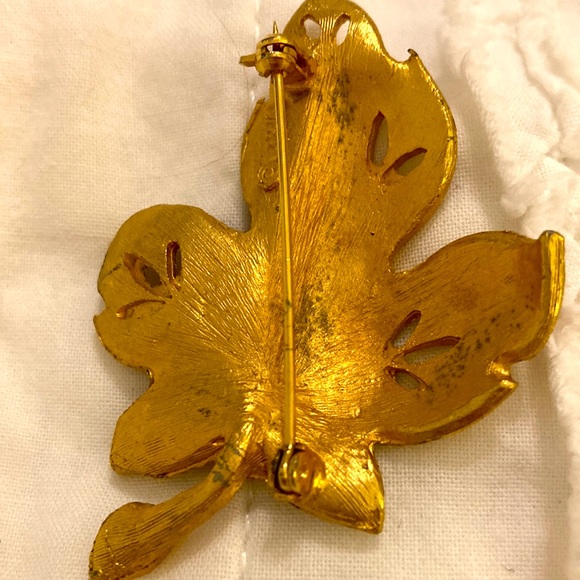 Beautiful large BSK signed autumn leaf pin brooch - Picture 3 of 4